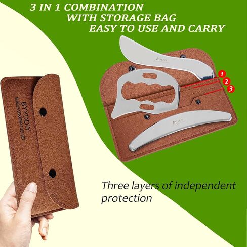 BYYDDIY 3 in 1 Stainless Steel Muscle Scraper Tools Set,Scraping Massage Tools for Physical Therapy,Derma Edge & GuaSha Massage Scraper Tool in Kuwait