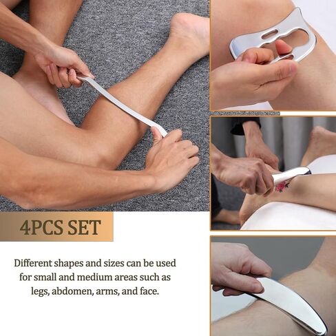 مجموعة أدوات مكشطة العضلات 4 في 1 من FeelFree Sport - أدوات كشط تدليك غوا شا لتحريك الأنسجة الرخوة، والعلاج الطبيعي للظهر والساقين والذراعين in Kuwait