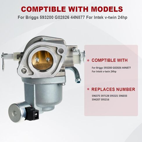 593200 Carburetor For Briggs & Stratton 593200 595321 593197 G02826 44N877 Intek V-twin 24HP 724cc Engine Lawn Tractor Mower in Kuwait