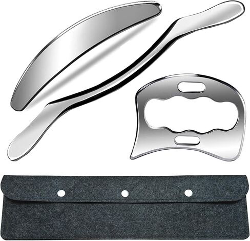 Professional Muscle Scraper Tool Set, Guasha Stainless Steel Physical Therapy Massage Tools with Storage Case, 3-Piece in Saudi Arabia
