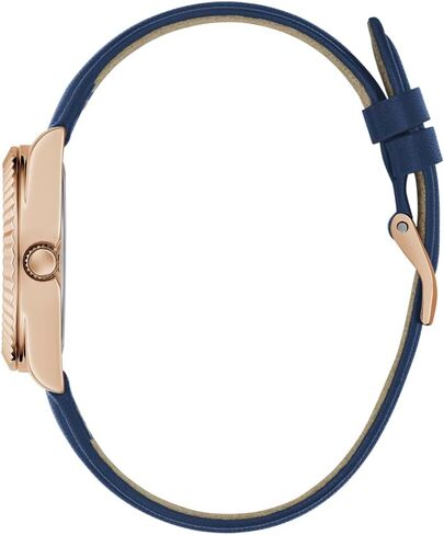 GUESS Women's 30mm Watch - Blue Leather Strap Navy Dial Rose Gold Tone Case in Saudi Arabia