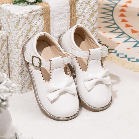 Toddler Little Girls Mary Jane Ballet Flats Dress Shoes with Bowknot for Wedding Party School in Saudi Arabia