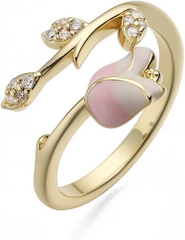 NewZenro Dainty CZ Tulip Flower Leaf Adjustable Open Ring for Women 14 Gold Plated Cute Crystal Enamel Floral Statement Stackable Finger Wrap Band Rings Comfort Fit Anniversary Wedding Jewelry in Saudi Arabia