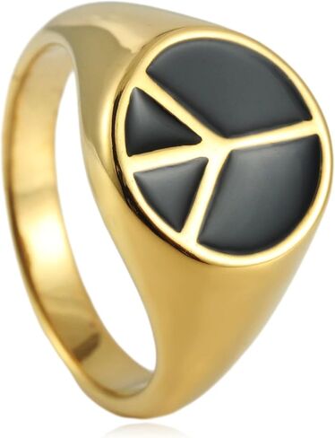 خاتم زوجين من حب السلام له ولها علامة نزع السلاح النووي من التيتانيوم الصلب والمجوهرات، وسوارها الذهبي الأنيق عيار 18 قيراط وخواتمها الجريئة من المينا بدون حرب in Kuwait