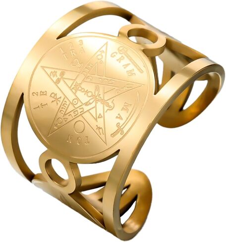 TEAMER Tetragrammaton Witch Knot Ring Adjustable Double Amulet Protection Ring Solomon Pentagram Jewelry For Women in Saudi Arabia