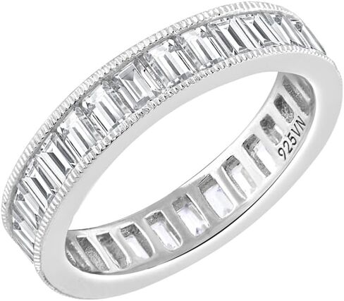 DIAMONBLISS مارلين مونرو خاتم الخلود | خاتم إنفينيتي من الفضة الإسترليني عيار 925 مطلي بالبلاتينيوم وقطع باغيت | 3 قيراط مكعب زركونيا ألماس محفز CZ in Kuwait