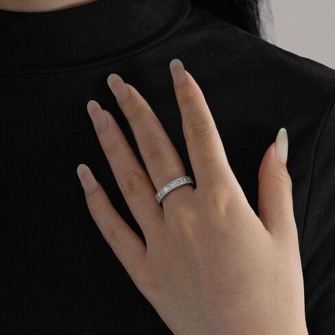 DIAMONBLISS مارلين مونرو خاتم الخلود | خاتم إنفينيتي من الفضة الإسترليني عيار 925 مطلي بالبلاتينيوم وقطع باغيت | 3 قيراط مكعب زركونيا ألماس محفز CZ in Kuwait