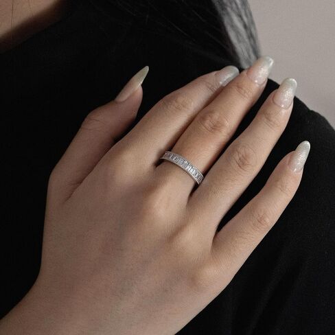 DIAMONBLISS مارلين مونرو خاتم الخلود | خاتم إنفينيتي من الفضة الإسترليني عيار 925 مطلي بالبلاتينيوم وقطع باغيت | 3 قيراط مكعب زركونيا ألماس محفز CZ in Kuwait