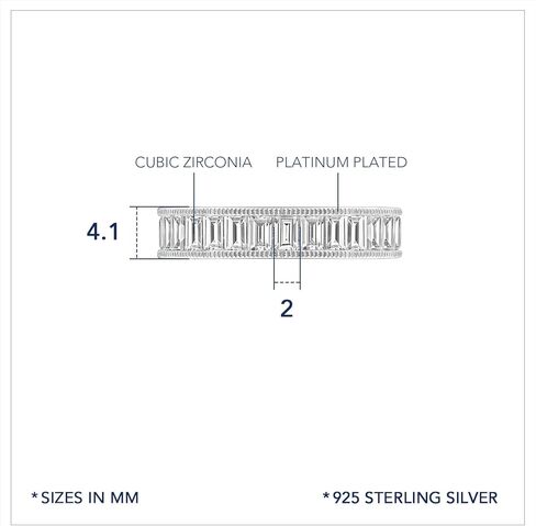 DIAMONBLISS مارلين مونرو خاتم الخلود | خاتم إنفينيتي من الفضة الإسترليني عيار 925 مطلي بالبلاتينيوم وقطع باغيت | 3 قيراط مكعب زركونيا ألماس محفز CZ in Kuwait