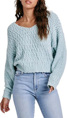 DEAR JOHN Lexi Sweater Women's Drop Shoulder V-Neck Long Sleeve in Kuwait