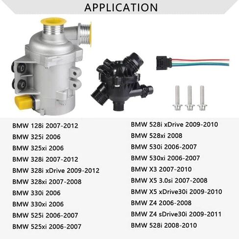 Electric Engine Water Pump 11517586925 Thermostat Kit Set Fit for BMW Z4 X3 X5 323i 325i 328i 330xi 128i 528i 525i 530xi xDrive W/Bolt Replace No. 11537536655 11517521584 11517563183 in Kuwait
