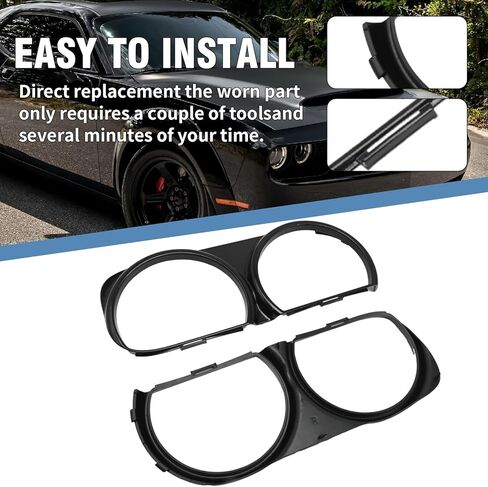 68259052AB Pair Front Headlight Lamp Bezel Trim Left and Right, Replacement for Dodge Challenger GT 2017-2021, Replacement for Dodge Challenger R/T 392 2017-2019, Replaces 68259053AB in Saudi Arabia