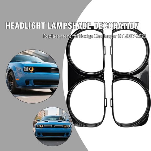 68259052AB Pair Front Headlight Lamp Bezel Trim Left and Right, Replacement for Dodge Challenger GT 2017-2021, Replacement for Dodge Challenger R/T 392 2017-2019, Replaces 68259053AB in Saudi Arabia