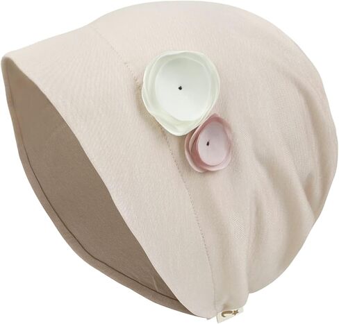 ililily Tencel Lyocell Flower Trim Hair Loss Beanie Sleep Hat Soft Touch Stretchable Chemo Hat in Kuwait