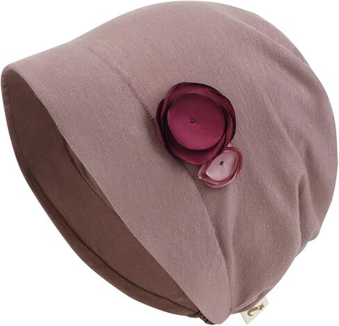قبعة نوم من ililily Tencel Lyocell مزخرفة بالزهور لتساقط الشعر، قبعة كيميائية ناعمة الملمس وقابلة للتمدد in Kuwait