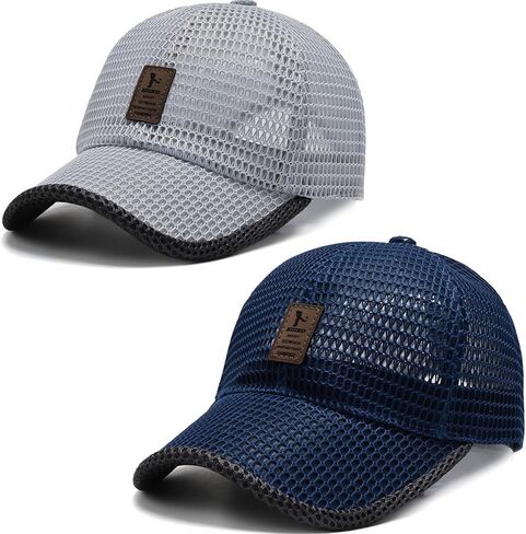 stablerice 2 Pieces Summer Mesh Baseball Cap for Men Women Adjustable Breathable Caps Casual Trucker Mesh Hat Baseball Hats in Kuwait