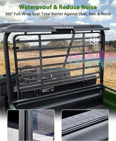Rear Windshield for Kawasaki Mule 4000 4010 2009-2026, 1/5" Thick One-piece Impact Resistant Durable PC Back Window with 360° Rubber Strip for Kawasaki Mule 4000 4010 Accessories, Clear in Saudi Arabia