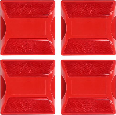 4 Pack Red Road Reflectors 4 inch Street Pavement Asphalt Stud Markers Great for Speed Bumps, Sidewalks, Pedestrian Crossings, Freeways Driveways in Kuwait