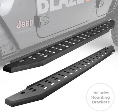 Go Rhino RB20 Running Boards & Brackets | Galvanized Steel, Protective Bedliner Coating | 69404887T | Fits 2019 - 2025 Chevrolet Silverado & GMC Sierra Crew Cab (See description) in Saudi Arabia