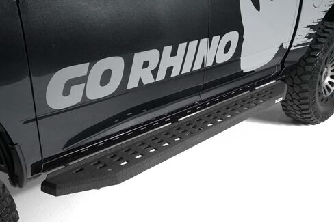 Go Rhino RB20 Running Boards & Brackets | Galvanized Steel, Protective Bedliner Coating | 69404887T | Fits 2019 - 2025 Chevrolet Silverado & GMC Sierra Crew Cab (See description) in Saudi Arabia