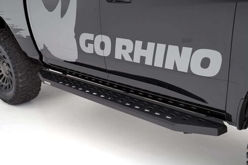 Go Rhino RB20 Running Boards & Brackets | Galvanized Steel, Protective Bedliner Coating | 69404887T | Fits 2019 - 2025 Chevrolet Silverado & GMC Sierra Crew Cab (See description) in Saudi Arabia