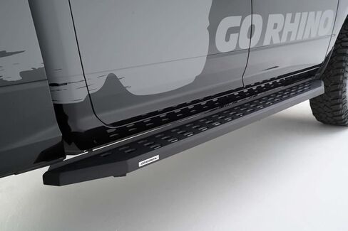 Go Rhino RB20 Running Boards & Brackets | Galvanized Steel, Protective Bedliner Coating | 69404887T | Fits 2019 - 2025 Chevrolet Silverado & GMC Sierra Crew Cab (See description) in Saudi Arabia