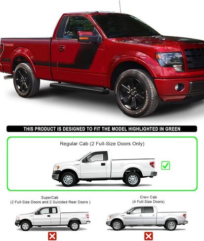 APS Running Boards 5 inches Matte Black Compatible with Ford F150 2009-2014 Regular Cab Stainless Steel (Nerf Bars Side Steps Side Bars) in Saudi Arabia