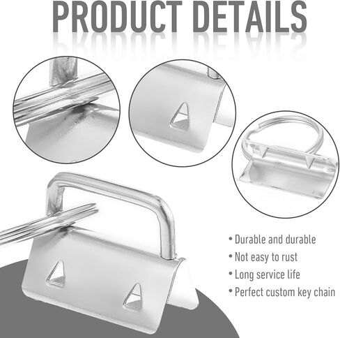 100 قطعة من سلسلة المفاتيح Key Fob Hardware مع حلقة منفصلة (فضية، 1 بوصة) in Saudi Arabia