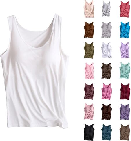 تانك توب مع حمالة صدر مدمجة للنساء Racerback تجريب الرف حمالات الصدر الدبابات الأساسية مبطن قميص يوجا مشروط الملابس الداخلية in Kuwait