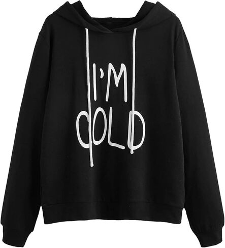 سويت شيرت سويت شيرت بقلنسوة بأكمام طويلة للنساء من SweatyRocks، سويت شيرت بقلنسوة كاجوال برباط ورسومات جرافيك in Saudi Arabia