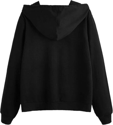 سويت شيرت سويت شيرت بقلنسوة بأكمام طويلة للنساء من SweatyRocks، سويت شيرت بقلنسوة كاجوال برباط ورسومات جرافيك in Saudi Arabia