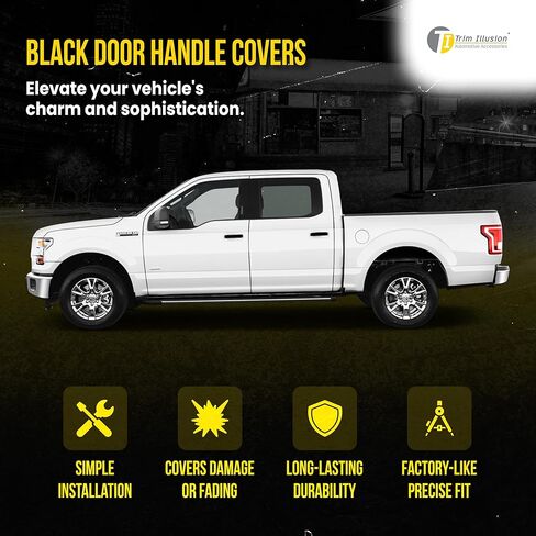 غطاء مقبض باب السيارة Trim Illusion Snap On Gloss باللون الأسود اللامع متوافق مع Ford F-150، F-250 Super Duty، F-350 Super Duty 2015-2022، DH6245BLK in Saudi Arabia