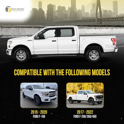 غطاء مقبض باب السيارة Trim Illusion Snap On Gloss باللون الأسود اللامع متوافق مع Ford F-150، F-250 Super Duty، F-350 Super Duty 2015-2022، DH6245BLK in Saudi Arabia