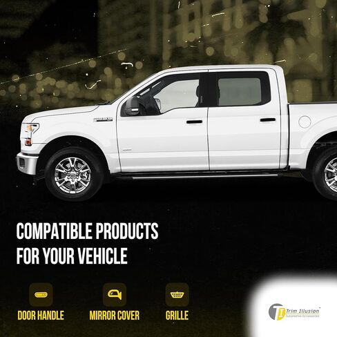 غطاء مقبض باب السيارة Trim Illusion Snap On Gloss باللون الأسود اللامع متوافق مع Ford F-150، F-250 Super Duty، F-350 Super Duty 2015-2022، DH6245BLK in Saudi Arabia