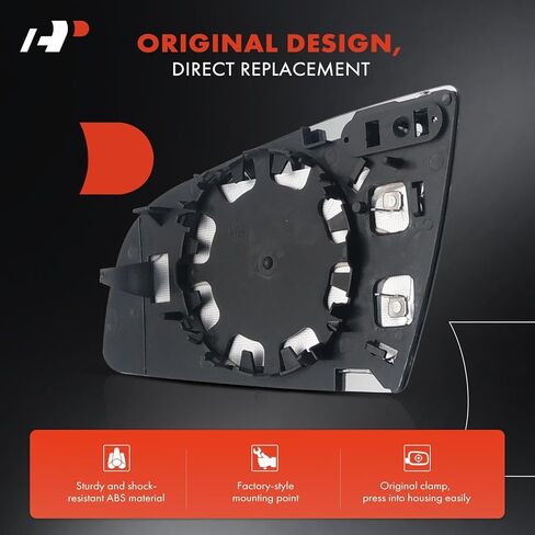 A-Premium الجانب الأيمن للراكب مرآة ساخنة مع لوحة دعم - متوافق مع Audi A4 2002-2008، A4 Quattro 2002-2008، A6 2006-2011، A6 Quattro 2005-2011، A3 2006-2008، RS4 2007-2008، S4، S6 in Saudi Arabia