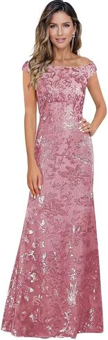Sequin Mother of The Bride Dresses for Wedding Guest Off The Shoulder Evening Formal Dress JH037 in Saudi Arabia