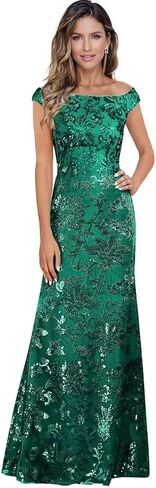 Sequin Mother of The Bride Dresses for Wedding Guest Off The Shoulder Evening Formal Dress JH037 in Saudi Arabia