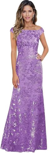 Sequin Mother of The Bride Dresses for Wedding Guest Off The Shoulder Evening Formal Dress JH037 in Saudi Arabia