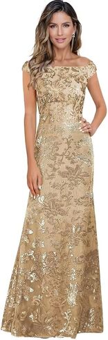 Sequin Mother of The Bride Dresses for Wedding Guest Off The Shoulder Evening Formal Dress JH037 in Saudi Arabia