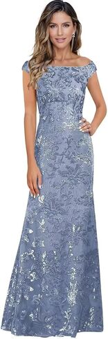 Sequin Mother of The Bride Dresses for Wedding Guest Off The Shoulder Evening Formal Dress JH037 in Saudi Arabia