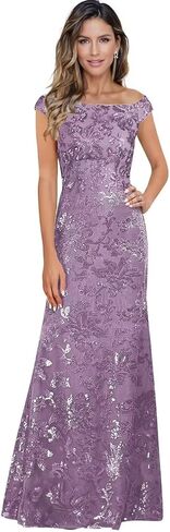 Sequin Mother of The Bride Dresses for Wedding Guest Off The Shoulder Evening Formal Dress JH037 in Saudi Arabia