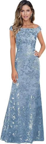 Sequin Mother of The Bride Dresses for Wedding Guest Off The Shoulder Evening Formal Dress JH037 in Saudi Arabia