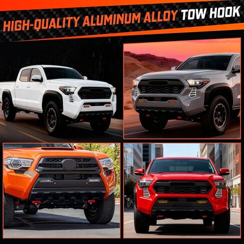 خطافات سحب لتاكوما 2024-2026/4Runner 2025-2026، خطافات سحب السيارة متوافقة مع ملحقات Toyota Tacoma 2024-2026/4Runner 2025-2026/Land Cruiser 250 2024-2025 (أحمر) in Kuwait