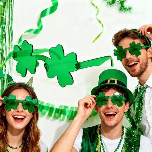 8 قطع من إكسسوارات يوم القديس باتريك، نظارة شمسية شامروك خضراء أيرلندية بأربع أوراق البرسيم للنساء، ملحقات نظارات الحفلات التنكرية in Kuwait