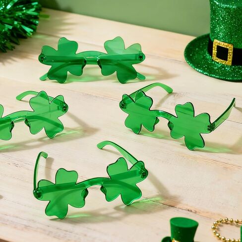 8 قطع من إكسسوارات يوم القديس باتريك، نظارة شمسية شامروك خضراء أيرلندية بأربع أوراق البرسيم للنساء، ملحقات نظارات الحفلات التنكرية in Kuwait