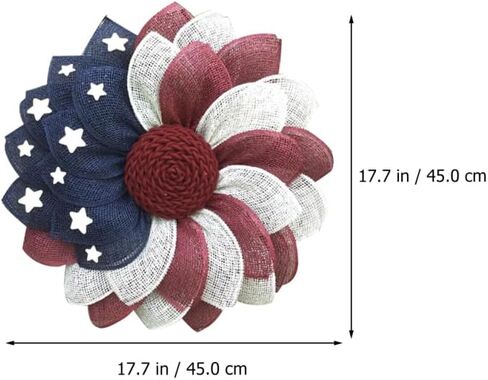 American Patriotic Fabric Wreath for Front Door Independence Day Decoration Flag Garland for Memorial Day and Fourth of July Festive Floral Door Ornament in Saudi Arabia