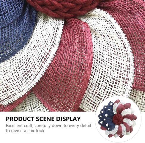 American Patriotic Fabric Wreath for Front Door Independence Day Decoration Flag Garland for Memorial Day and Fourth of July Festive Floral Door Ornament in Saudi Arabia