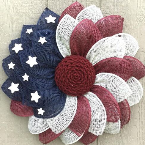 American Patriotic Fabric Wreath for Front Door Independence Day Decoration Flag Garland for Memorial Day and Fourth of July Festive Floral Door Ornament in Saudi Arabia