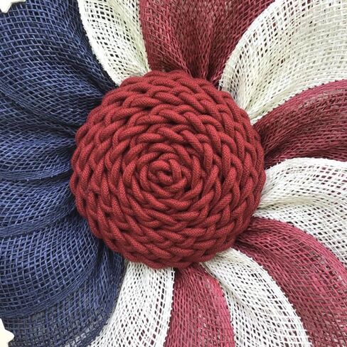 American Patriotic Fabric Wreath for Front Door Independence Day Decoration Flag Garland for Memorial Day and Fourth of July Festive Floral Door Ornament in Saudi Arabia