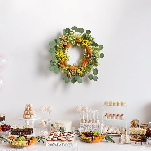 Carrot Wreath for Front Door Decorative Easter Wreath with Carrots Eucalyptus Leaves and Berries Spring Decorations Easter Door Wreath for Home Party Easter Gifts Celebrations in Saudi Arabia